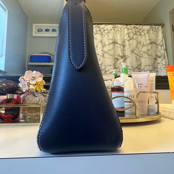 Tory Burch Thea Straw Small Bucket Bag in Blue Melange - Picture 7 of 9